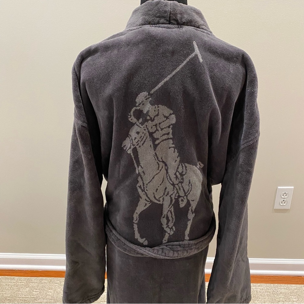Polo Ralph Lauren Gray Terry Velour kimono style bathrobe EUC size L/XL - Picture 6 of 11